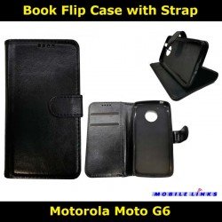 Book Flip Case with Strap For Motorola Moto G6 XT1925 Slim Fit Look